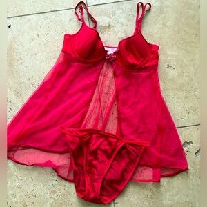 Victoria secret babydoll bra top and matching silk panties